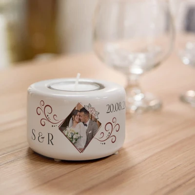 Personalisierter Keramik-Kerzenhalter - Foto und Text