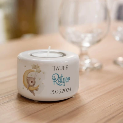 Personalisierter Keramik-Kerzenhalter - Taufe