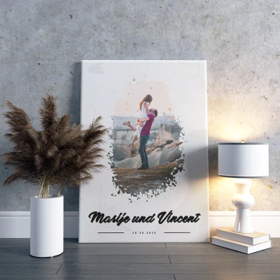 Leinwandbilder - Verliebte mit Foto und Nachricht