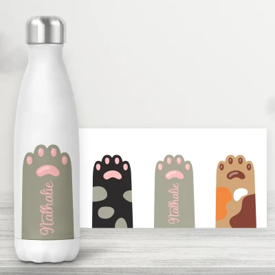 Personalisierte Flasche - Katzenpfoten