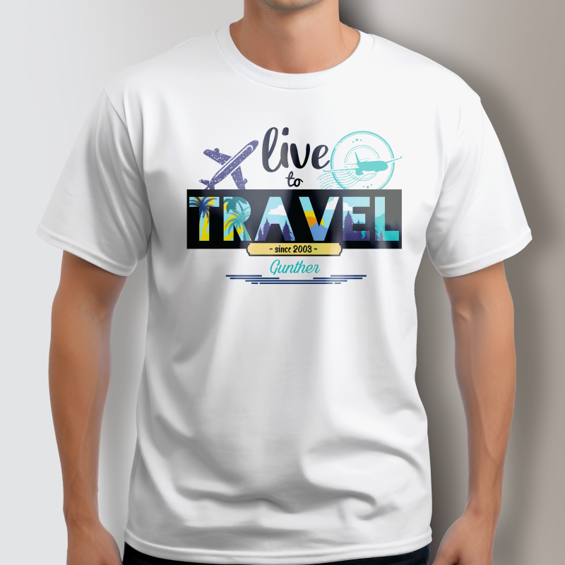 Personalisiertes T-Shirt - Lebe zum Reisen