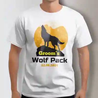 Personalisiertes T-Shirt für den Junggesellenabschied - Wolfsrudel des Bräutigams