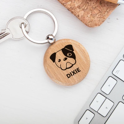 Schlüsselanhänger aus Holz - Mit der Bulldoggen-Rasse