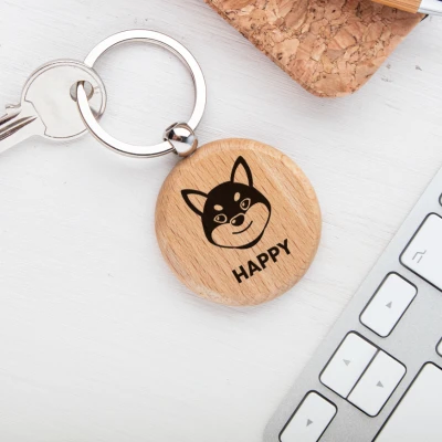 Schlüsselanhänger aus Holz - Mit der Shiba-Rasse