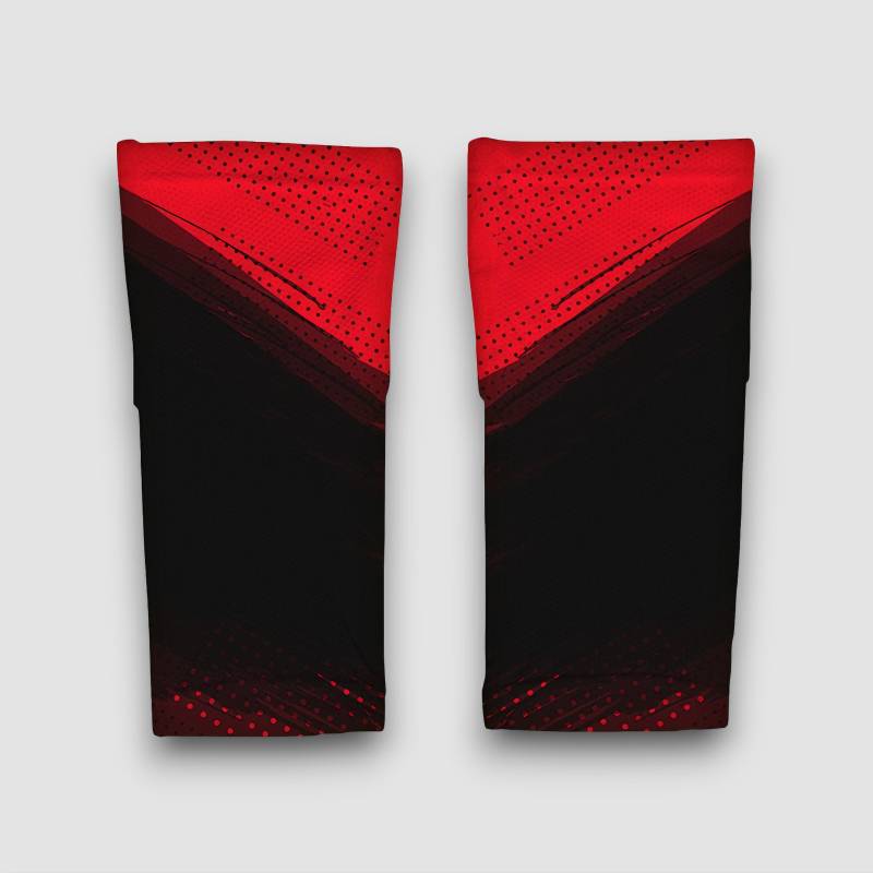 Personalisierte Fußball-Kompressionsärmel in Rot und Schwarz