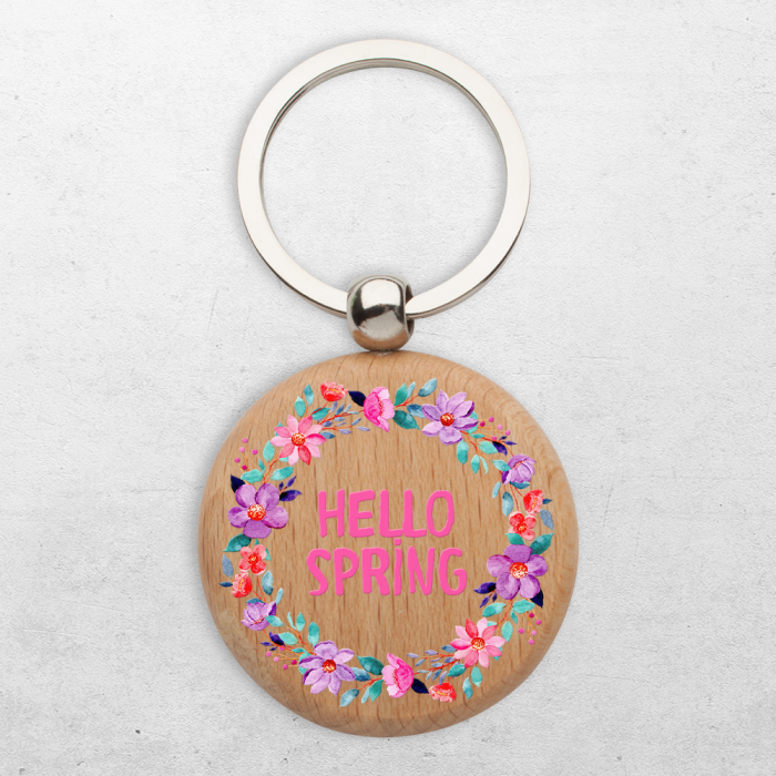 Personalisierter Holzschlüsselanhänger - Ein schöner Frühling