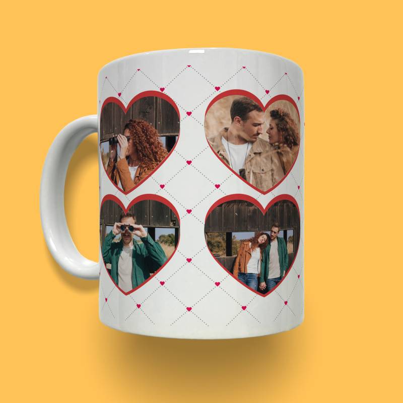 Personalisierte Tasse - Herz mit 8 Fotos