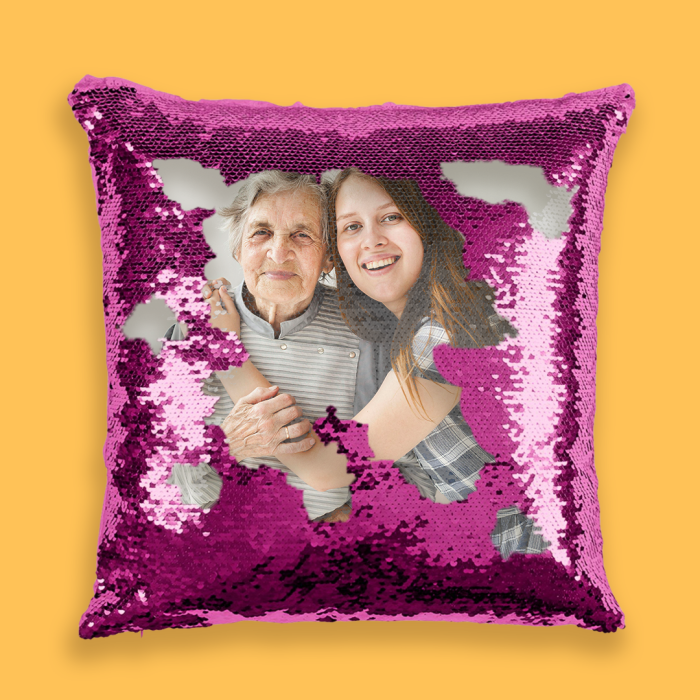 Personalisiertes Kissen mit Pailletten – Bunt