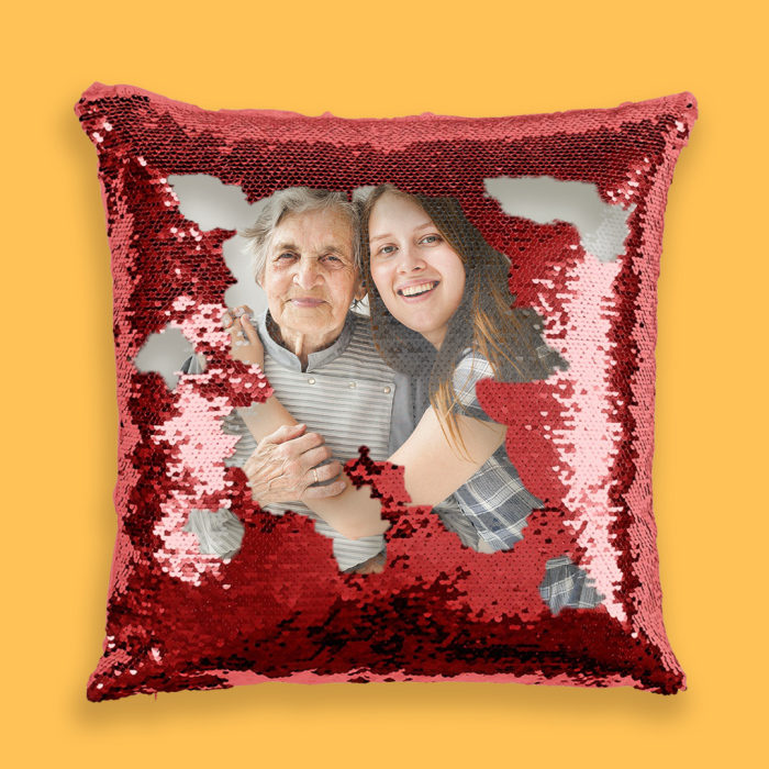 Personalisiertes Kissen mit Pailletten – Bunt