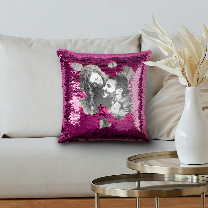 Personalisiertes Kissen mit Pailletten – Skizze