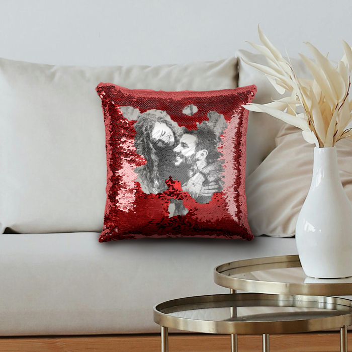 Personalisiertes Kissen mit Pailletten – Skizze