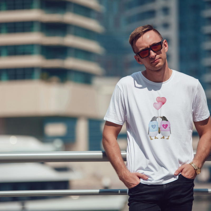 Personalisierte Herren-T-Shirt – Pinguine