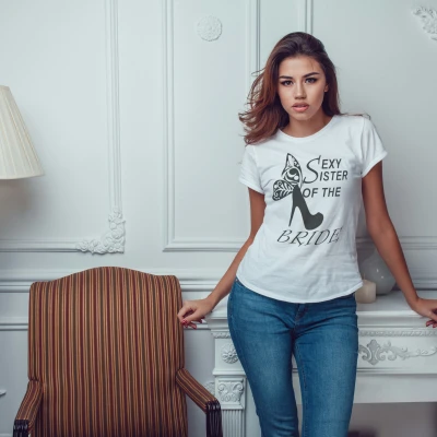 Personalisierte T-Shirt für den Junggesellinnenabschied – Schwester der Braut