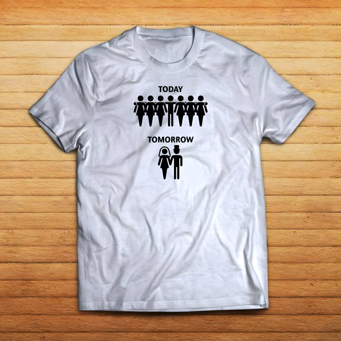Personalisierte T-Shirt für den Junggesellenabschied – Single Today, Married Tomorrow
