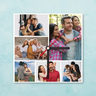 Personalisierte Uhr mit 6 Fotos