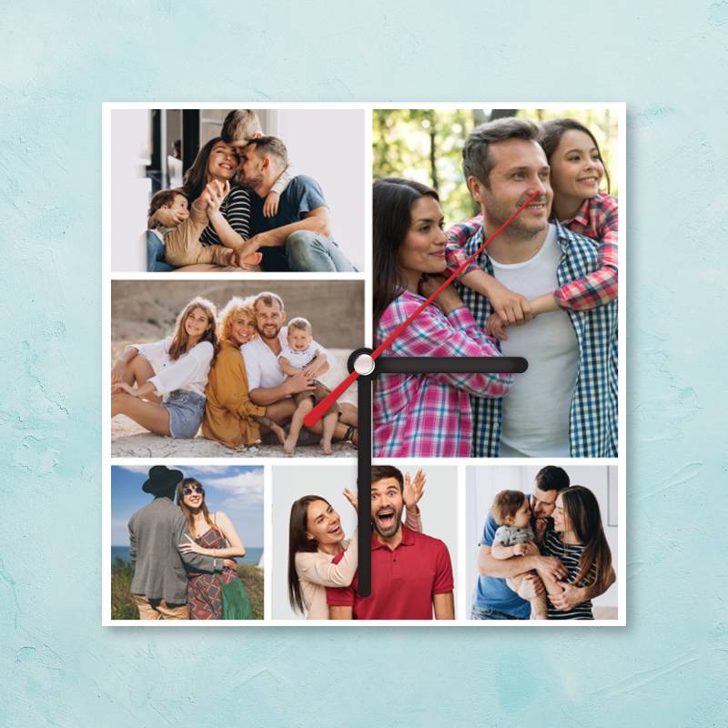 Personalisierte Uhr mit 6 Fotos