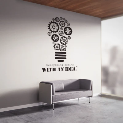 Wandsticker für das Büro - Everything begins with an idea