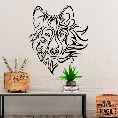 Wandaufkleber Silhouette - Wolfskopf